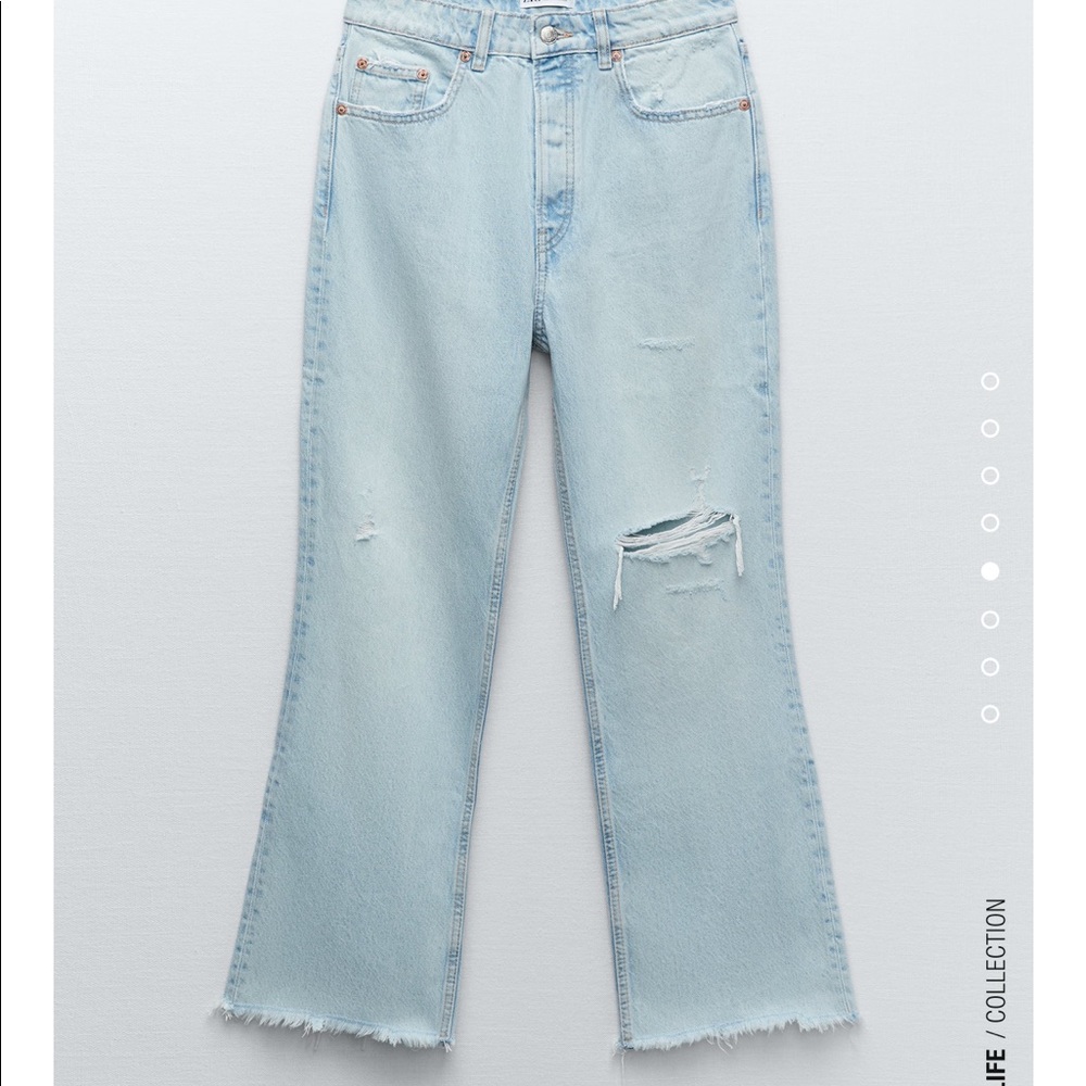 ZARA NWT - Baggy Ripped Cropped Button Down Jeans Size 12 - Picture 2 of 9